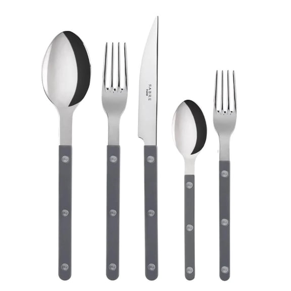 Sabre Bistrot Grey Flatware Shiny Stainless Steel 5 Piece Place Setting  Grey