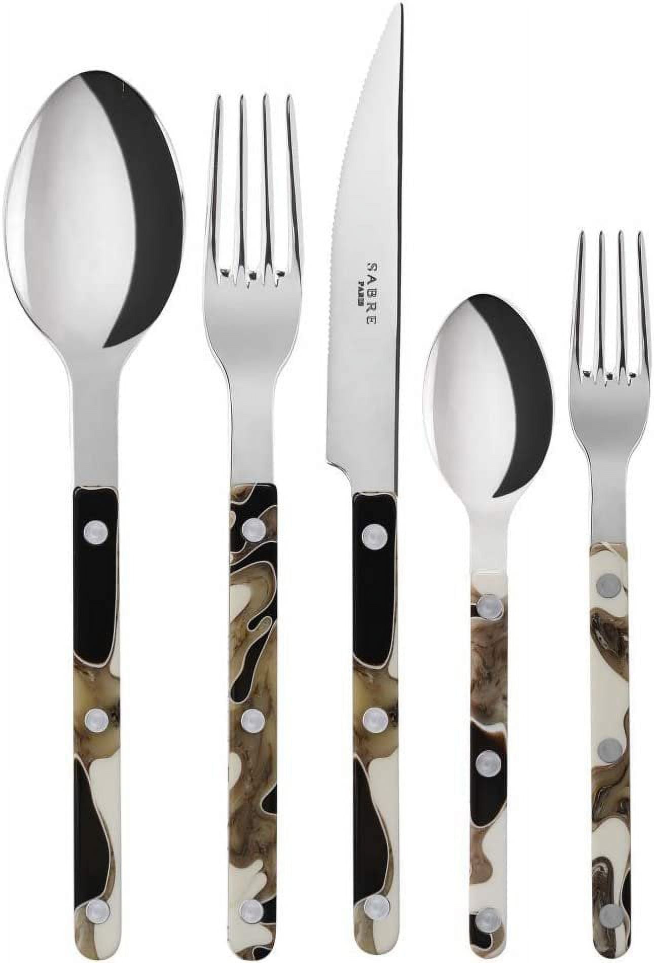 Sabre Flatware Set 5 Piece Place Setting Bistrot Dune Black
