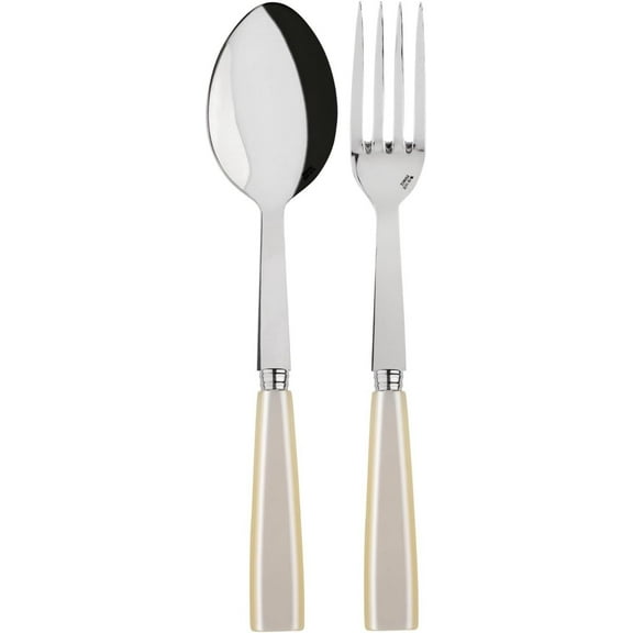 Sabre Paris 2-Piece Serving Set, Icne collection - Large Fork & Large Spoon - Stainless Steel & Acrylic - Dishwasher Safecouleur Nacre. Grande fourchette et grand couteau en Acier Inoxydable