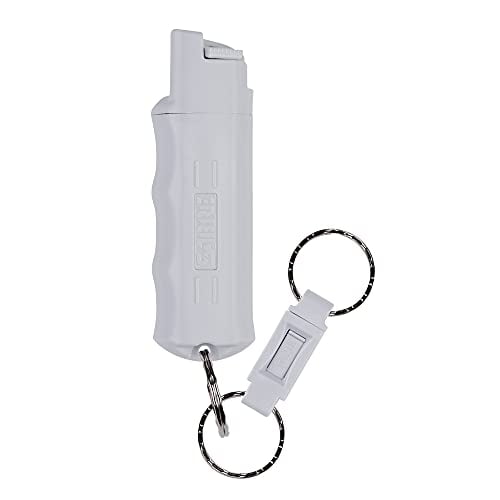 SABRE Defense Spray with Quick Release Key Ring, 25 Bursts, 10-Foot (3 M) Range, 3-in-1 Formula Contains Pepper Spray, CS Military Tear Gas And UV Marking Dye, Ergonomic Finger Grip, Twist Lock Safety