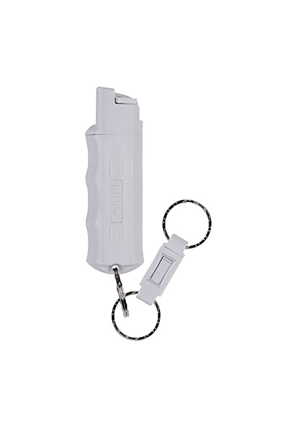 SABRE Defense Spray with Quick Release Key Ring, 25 Bursts, 10-Foot (3 M) Range, 3-in-1 Formula Contains Pepper Spray, CS Military Tear Gas And UV Marking Dye, Ergonomic Finger Grip, Twist Lock Safety