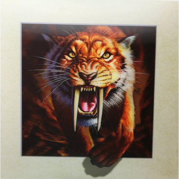 Sabre-Tooth Tiger - 3D Lenticular Poster - 16x16 Print