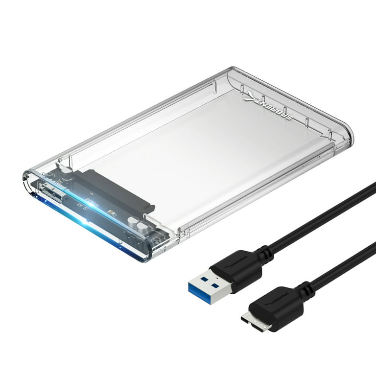 Sabrent 2.5-Inch SATA to USB 3.0 Tool-Free Clear External Hard