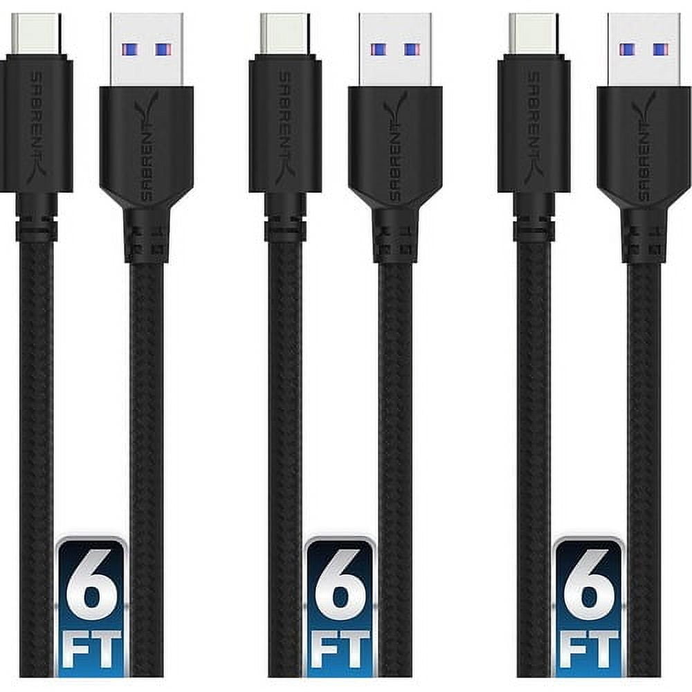 Sabrent [3-Pack] 22AWG Premium 6ft USB-C to USB A 3.0 Sync and Charge ...