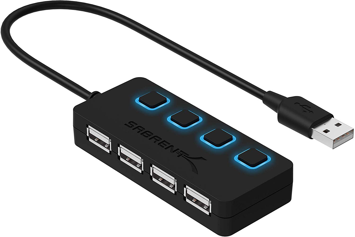 Sabrent 4-Port USB 2.0 Hub with Individual LED lit Power Switches (HB-UMLS) - image 1 of 9