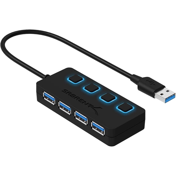 Sabrent 4-Port USB 3.0 Hub with Individual LED Power Switches (HB-UM43)
