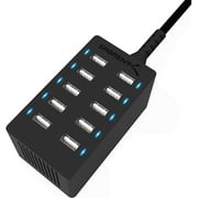Sabrent 60 Watt 12 Amp 10-Port [UL Certified] Family-Sized Desktop USB Rapid Charger. Smart USB Ports with Auto Detect Technology [Black] AX-TPCS