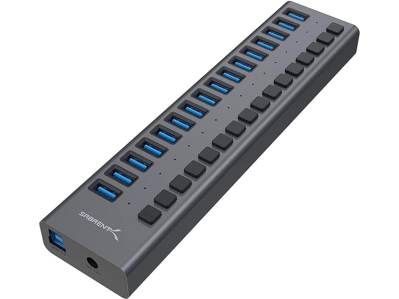 Sabrent 16-Port USB 3.0 Hub and Charger, Gray