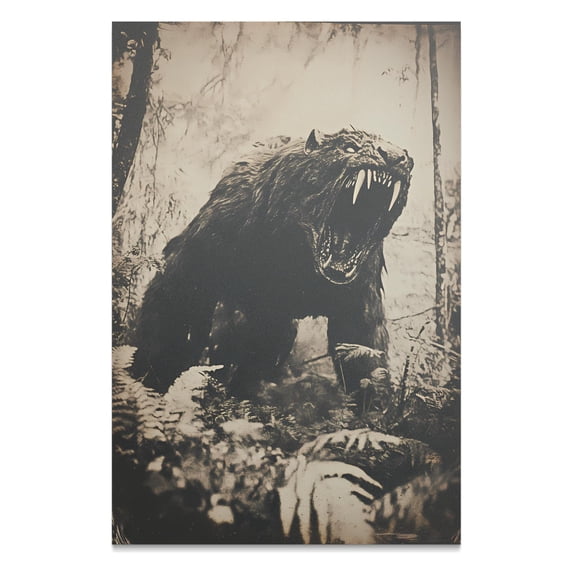 Sabretooth Bear Victorian Gothic Cryptid Photo Print, Spooky Forest ...