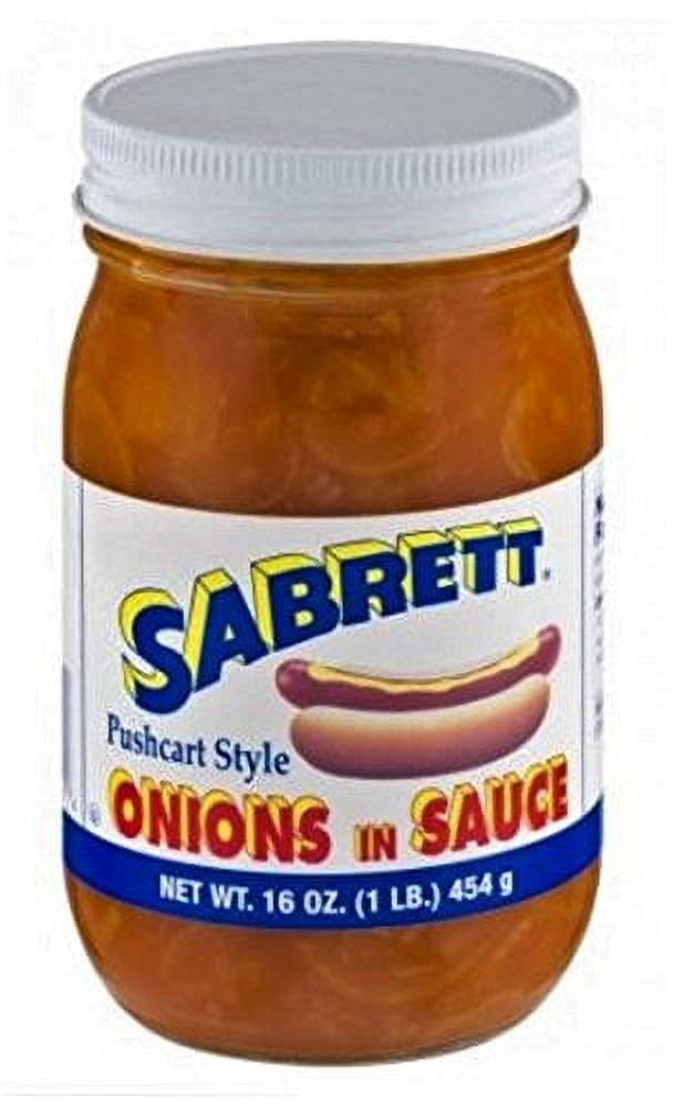 Sabrett Pushcart Style Onions In Sauce - 4 Pack 16oz Jars Of Authentic Hot Dog Toppings