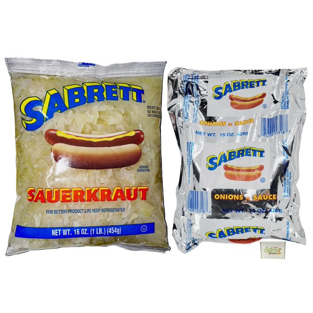 Sabrett Pushcart Style Onion Sauce (15 oz.) and Sauerkraut Topping (16