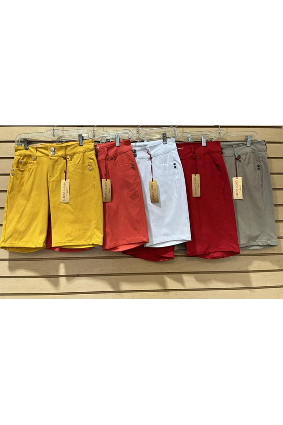 5 pocket front zipper belt loop Bermuda Shorts , White , 10