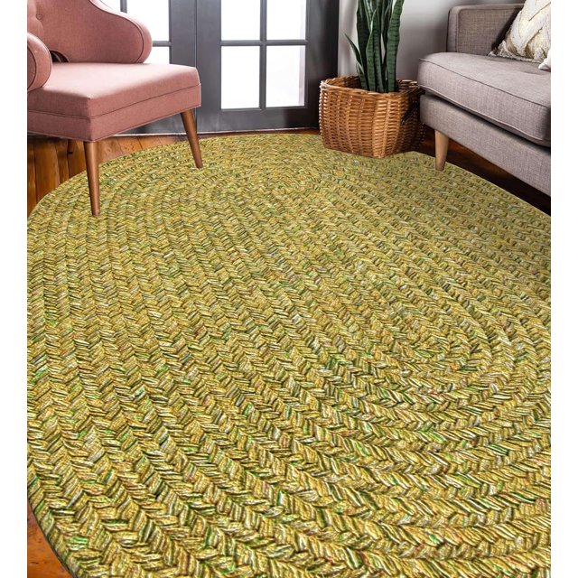 Sabrina Oat Meal Tweed Indoor/Outdoor Oval Braided Rug, 7 By 9Feet
