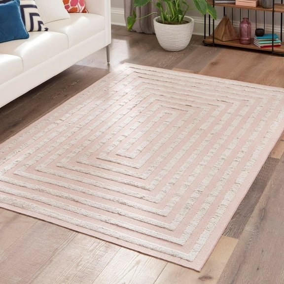 Sabrina Soto Casa Collection Area Rug - Toluca (4' 5" x 6' Rectangle Pink/Ivory)