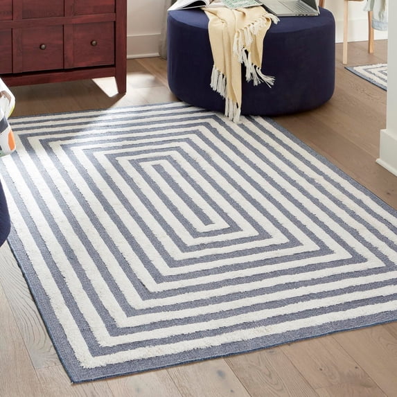 Sabrina Soto Casa Collection Area Rug - Toluca (9' 10" x 12' Rectangle Navy Blue/Ivory)