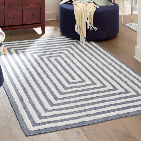 Sabrina Soto Casa Collection Area Rug - Toluca (9' 10" x 12' Rectangle Navy Blue/Ivory)