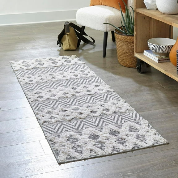 Sabrina Soto Casa Collection Area Rug - Valencia (2' 7" x 12' Runner Anthracite Gray/Ivory)