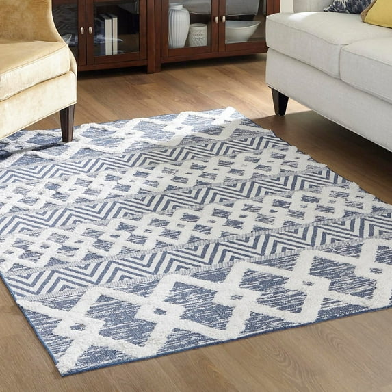 Sabrina Soto Casa Collection Area Rug - Valencia (6' 4" x 9' Rectangle Navy Blue/Ivory)