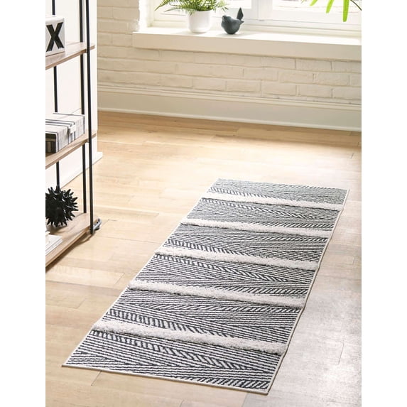 Sabrina Soto Casa Geometric Casual Runner Rug, Black, 2'3 x 8