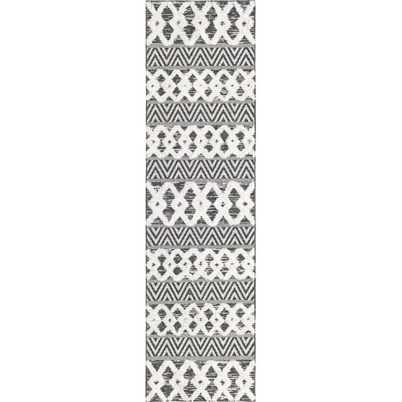 Sabrina Soto Casa Geometric Casual Runner Rug, Black, 2'3 x 8