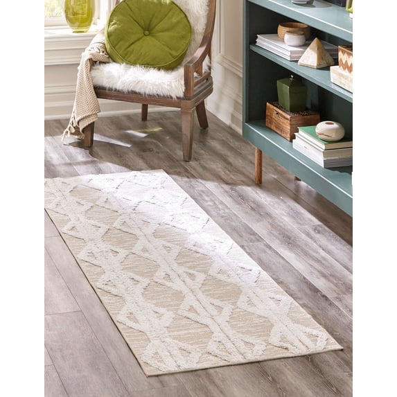 Sabrina Soto Casa Runner Geometric Casual Runner Rug, Beige, 2'3" x 8'