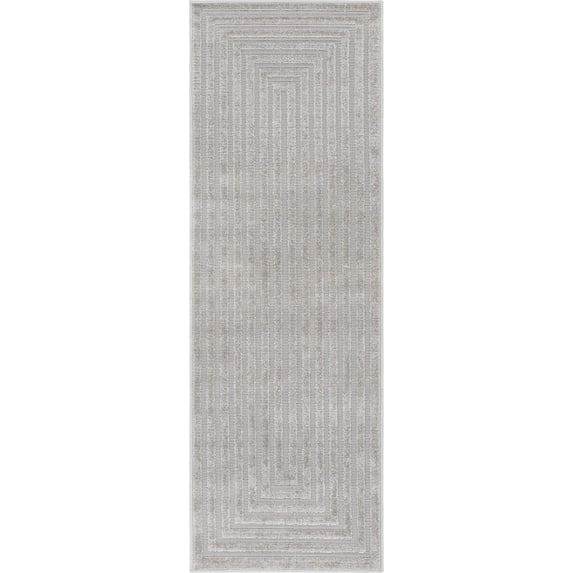Sabrina Soto Sabrina Outdoor Geometric Modern Runner Rug, Gray, 72" x 24"