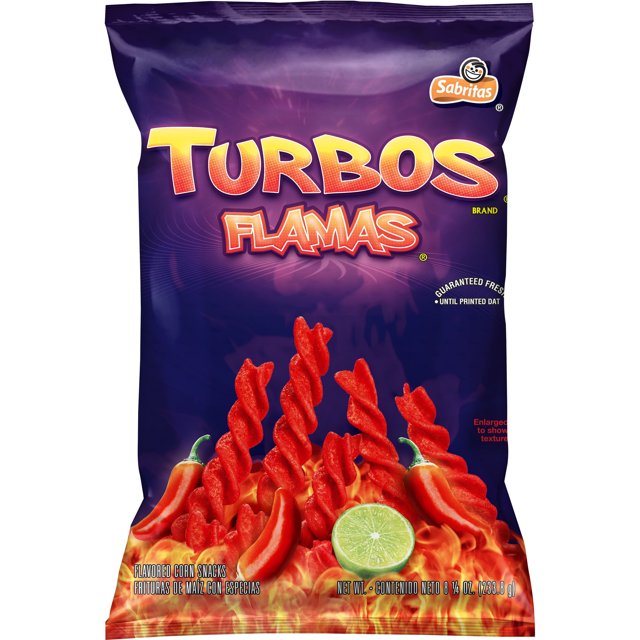 Sabritas Flavored Corn Snacks Turbo Flamas Snack Chips,(1PACK