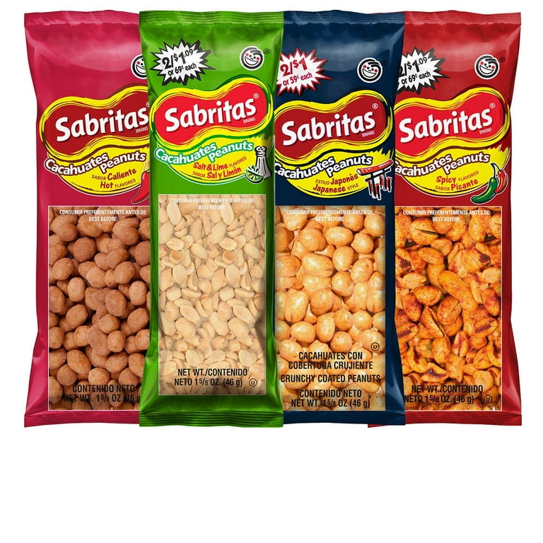 Sabritas Peanuts Variety Pack - Lime Snack, Salt, Individual Sabritas Peanuts Variety Pack - Lime Snack, Salt, Individual