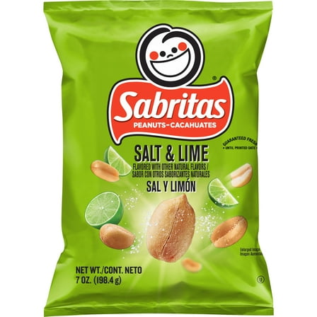 Sabritas Salt and Lime Flavored Peanuts, 7 oz Bag