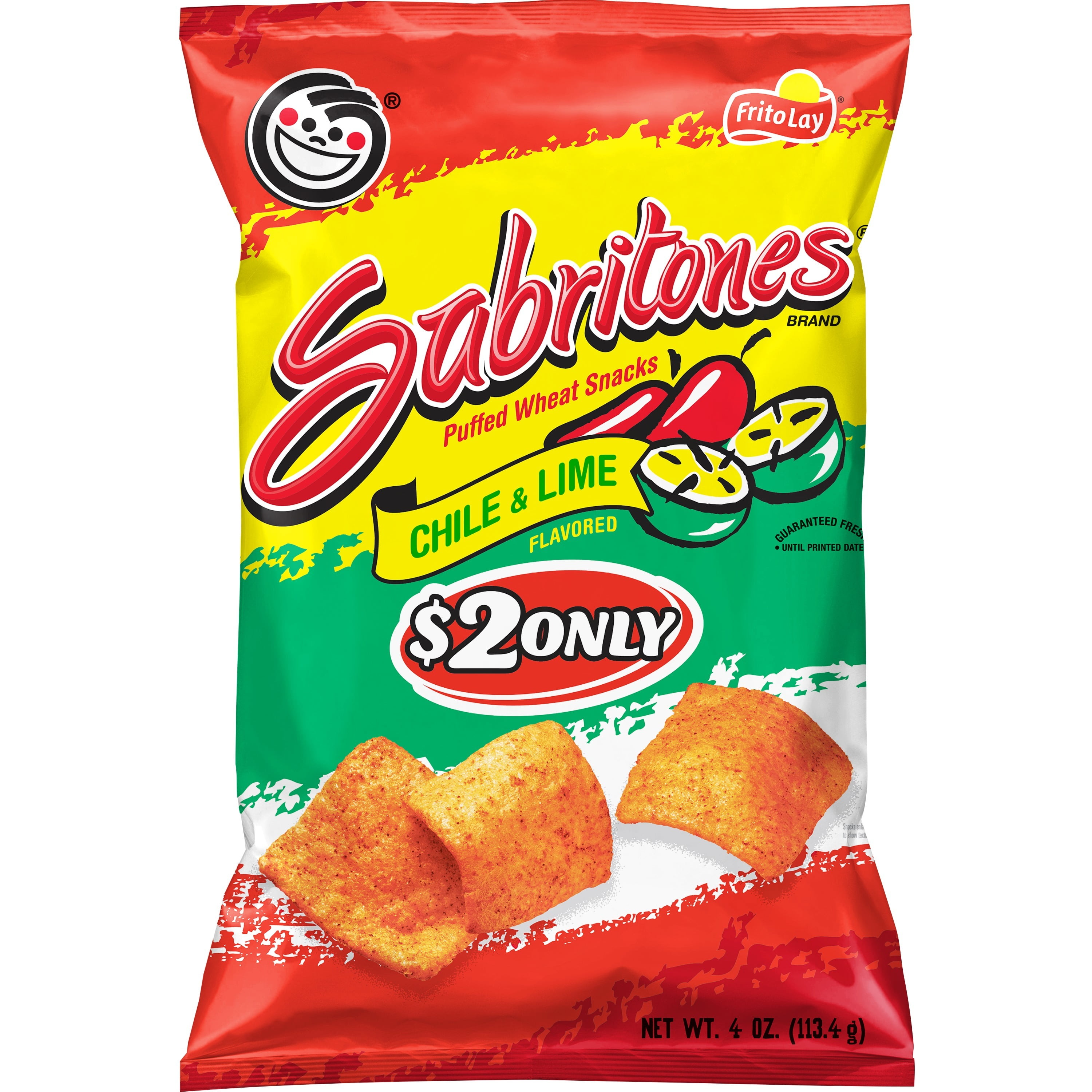 Sabritones Puffed Wheat Snacks Chile & Lime Flavored 4 oz Bag