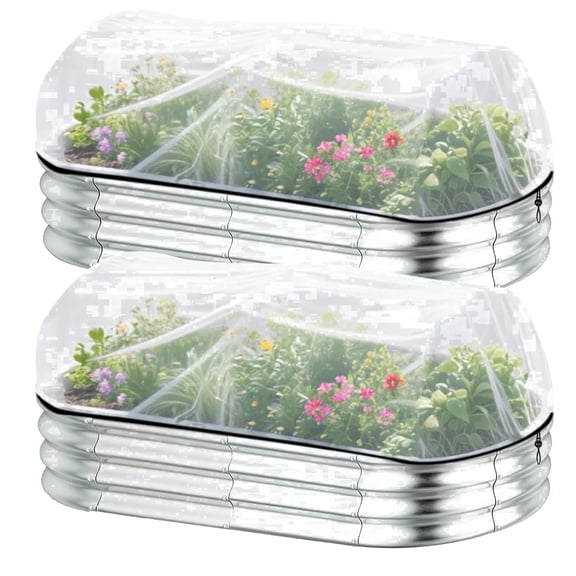 Saburrnity 2-Pack Garden Netting for Raised Beds, Bird Netting Pest Barrier - Rectangular Plant Covers with Drawstring for Vegetable Protection