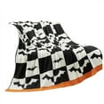 thumbnail image 1 of Sac Fall Blanket Orange Pumpkin Throw Blanket for Couch Ribbed Jacquard Soft Decorative Blanket Black White Checkered Pumpkin Throw Blankets for Halloween, 1 of 4