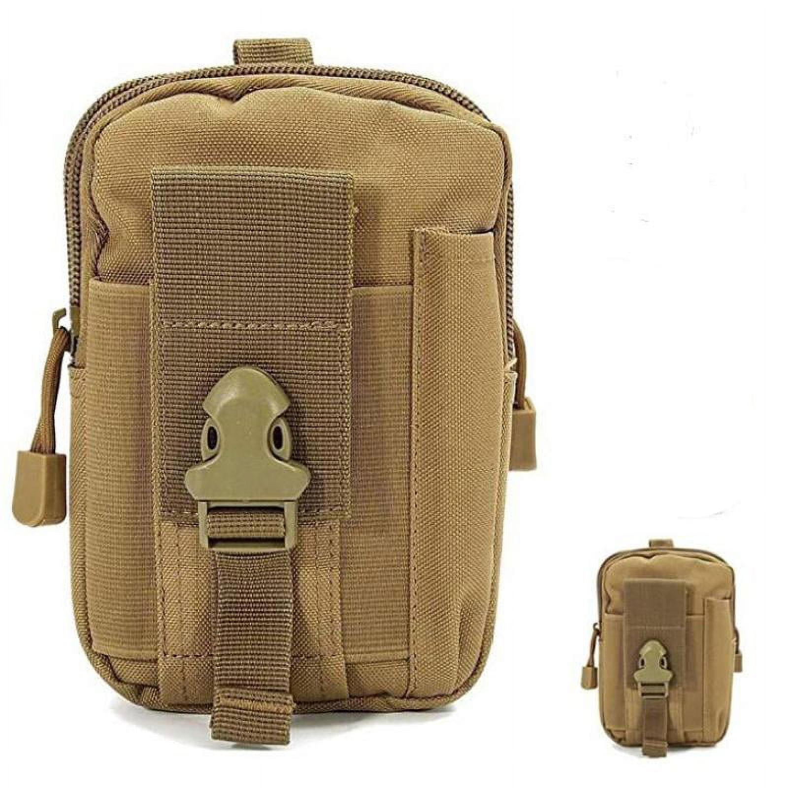 Sac Ceinture Tactique Nylon - 17.5x6x12cm - Multifonction - Mousqueton Inclus - Randonnée, Outdoor, Cyclisme