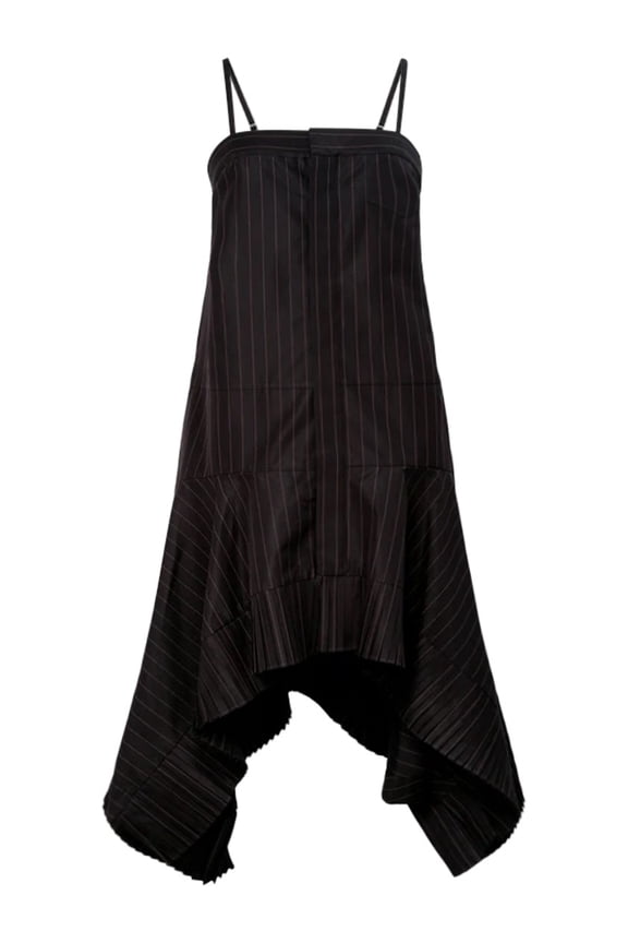 Chalk Stripe Mini Dress With Asymmetrical Hemline (Women's)