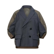 Sacai Double-Breasted Suited Nylon Twill Jacket Womens