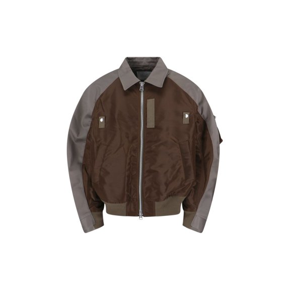 Sacai Structured Brown Jacket With Classic Front Closure (Men's)
