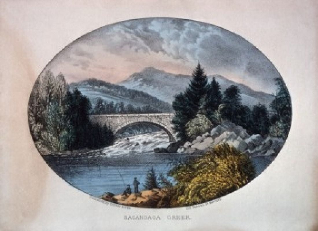 Sacandaga Creek Currier & Ives (1834-1907 American) Color Lithograph Library of Congress Washington DC USA Canvas Art - Currier & Ives (24 x 36)