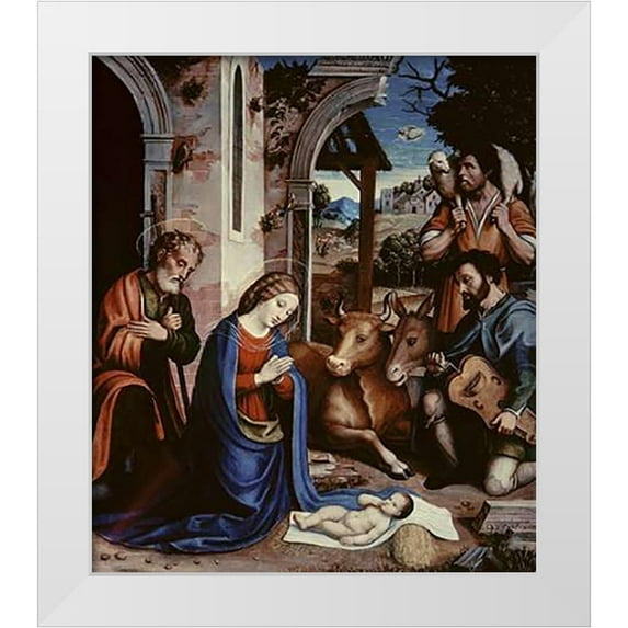 Sacchi, Andrea 20x23 White Modern Wood Framed Museum Art Print Titled - The Holy Family