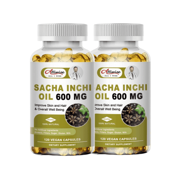 Sacha Inchi Capsules - Rich Source of Omega 3, 6 and 9 - Pure Sacha Inchi Oil - Essential Fatty Acids - Improve Skin and Hair Health & Overall Well Being, 240 Softgel,2 PACK