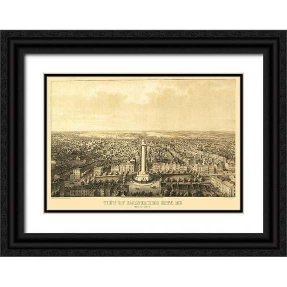 Sachese 24x18 Black Ornate Wood Framed with Double Matting Museum Art Print Titled - Baltimore Maryland - Sachese 1862