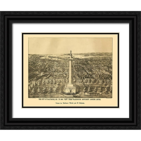 Sachese 32x25 Black Ornate Wood Framed with Double Matting Museum Art Print Titled - Baltimore Maryland - Sachese 1880