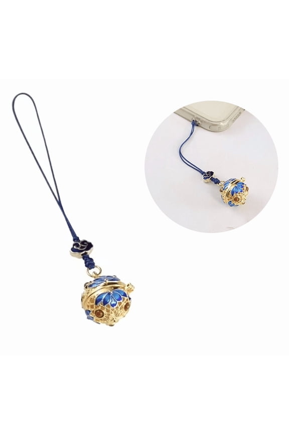 Sachet Ball Pendant Cloisonné Chinese Style Phone Charm | Openable Palace Bell Hanging Decoration | Personality Pendant for Car Key Chain(blue)