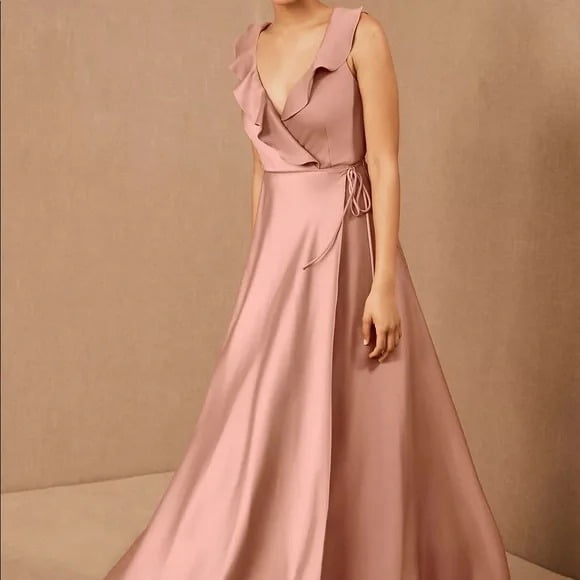 dusty pink satin wrap dress Solid Pink Toddler Girl Dress main image 1