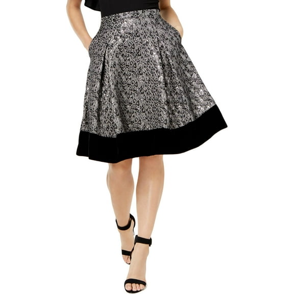 Sb By Sachin Babi Velvet Trim A Line Skirt Animal 4