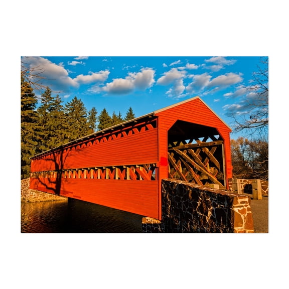 Sachs Covered Bridge - Gettysburg Pennsylvania Photography Bridge Architecture Scenic Rustic Autumn Landscape Unframed Wall Art Print 4 x 6 inches