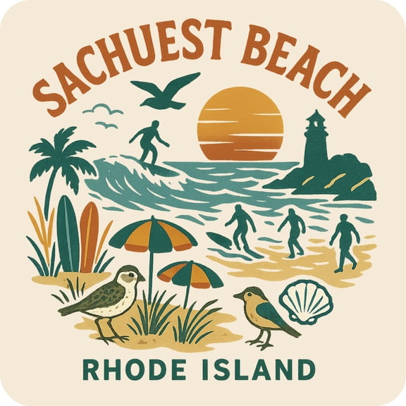 Sachuest Beach Rhode Island Keepsakes Souvenir Vinyl Sticker – Destination Travel Keepsake Collectible (4-Inches Wide)