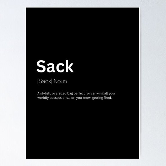 Sack Dictionary Definition Poster Wall Art, Modern Wall Decor For ...