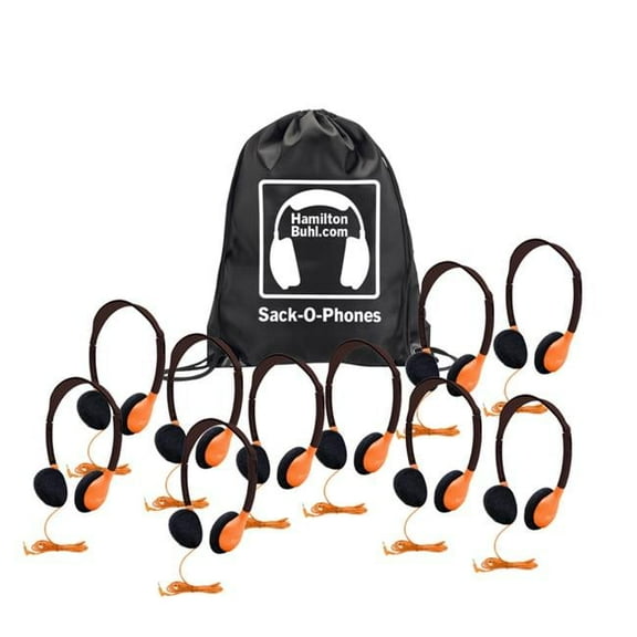 Sack-O-Phones-10 HA2 Headphones in Carry Bag, Orange