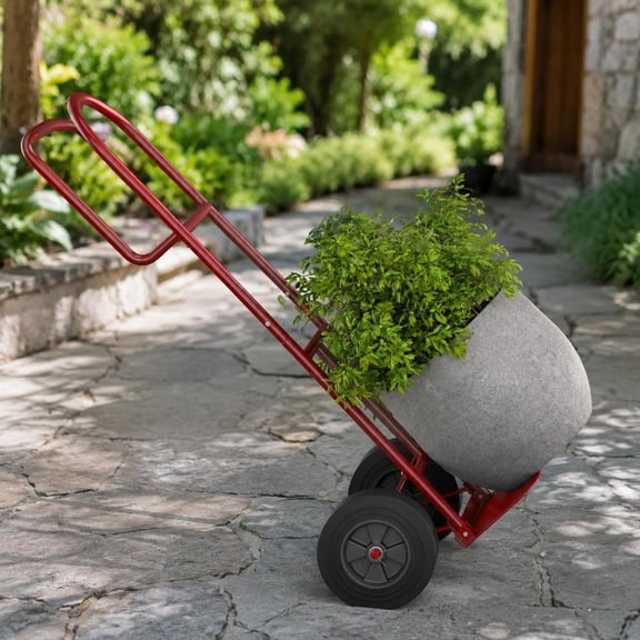 Sack Truck, Red P-Handle, Foldable Load Area, Heavy-Duty Metal Pipes, 10 Inch Wheels