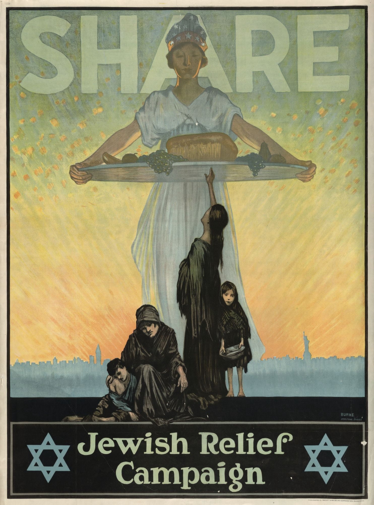 Sackett & Wilhelms Poster 1917 Jewish Relief Campaign Canvas Art - (24 x 36)